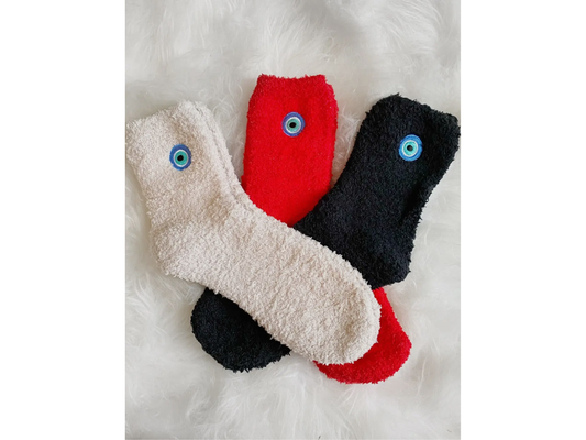 Fuzzy Evil Eye Socks