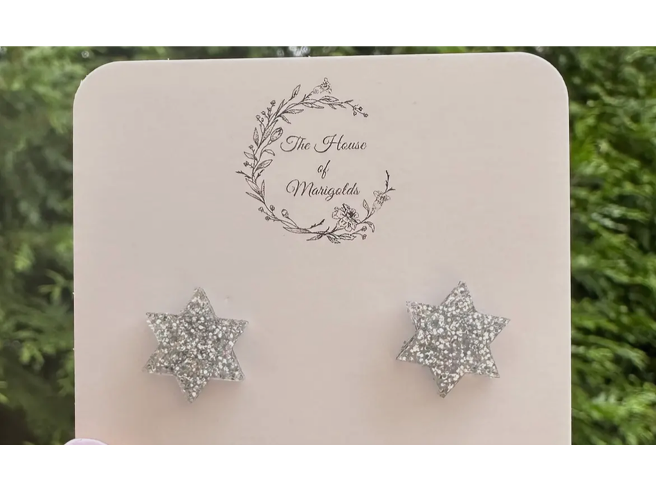 Acrylic Star of David Stud Earrings