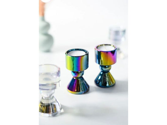 Iridescent Tealight Holders Black