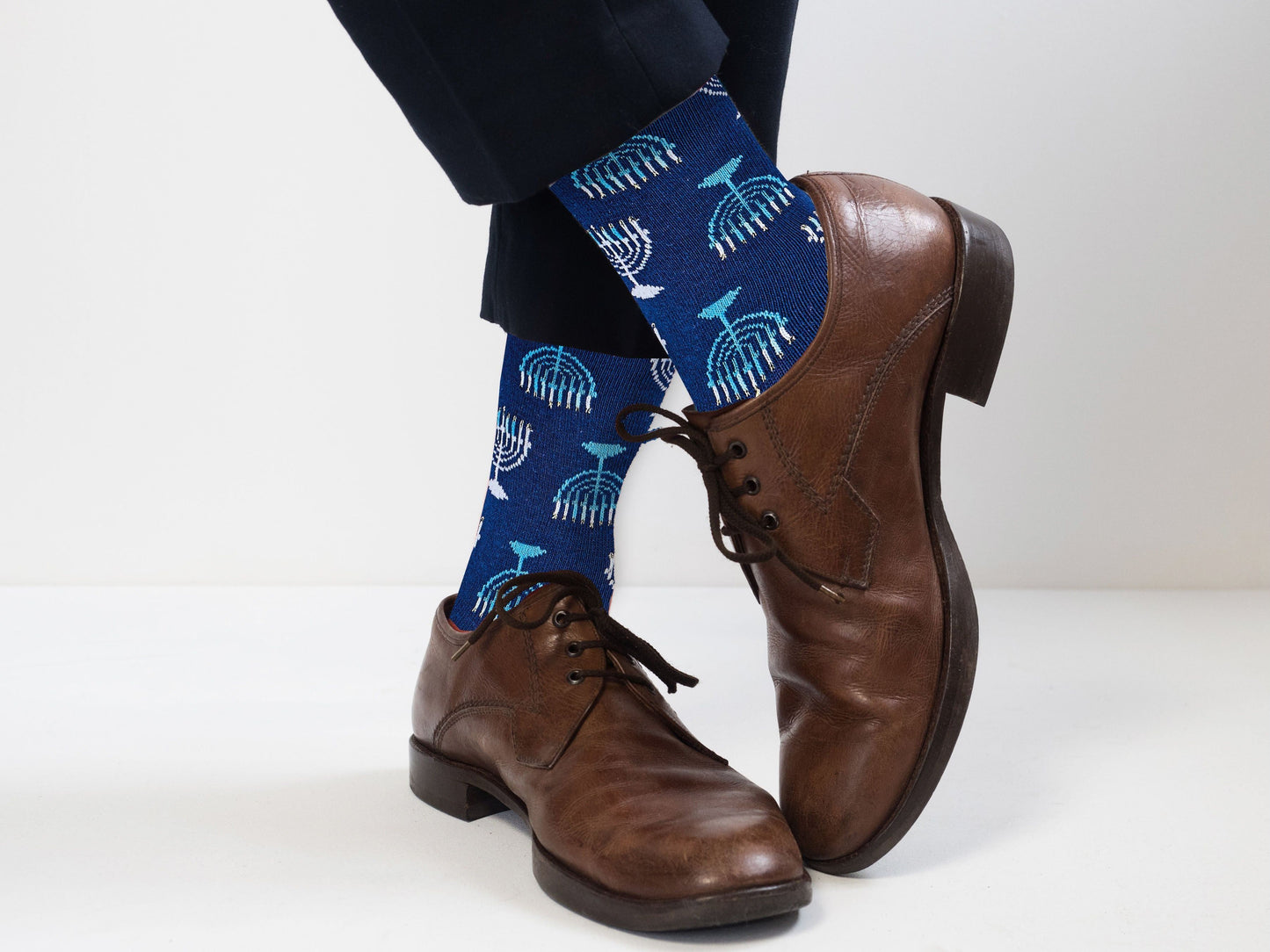 Chanukah Adult Crew Socks, Menorah Design