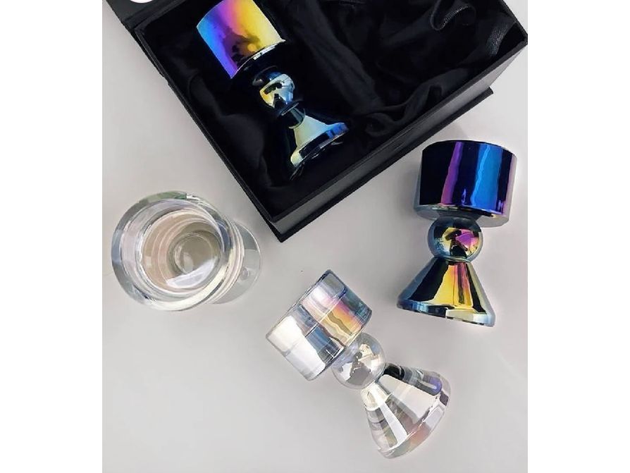 Iridescent Tealight Holders Black