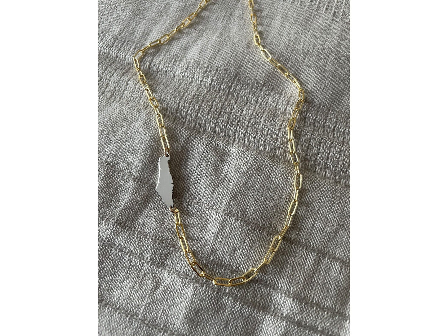 Map of Israel Paperclip Necklace