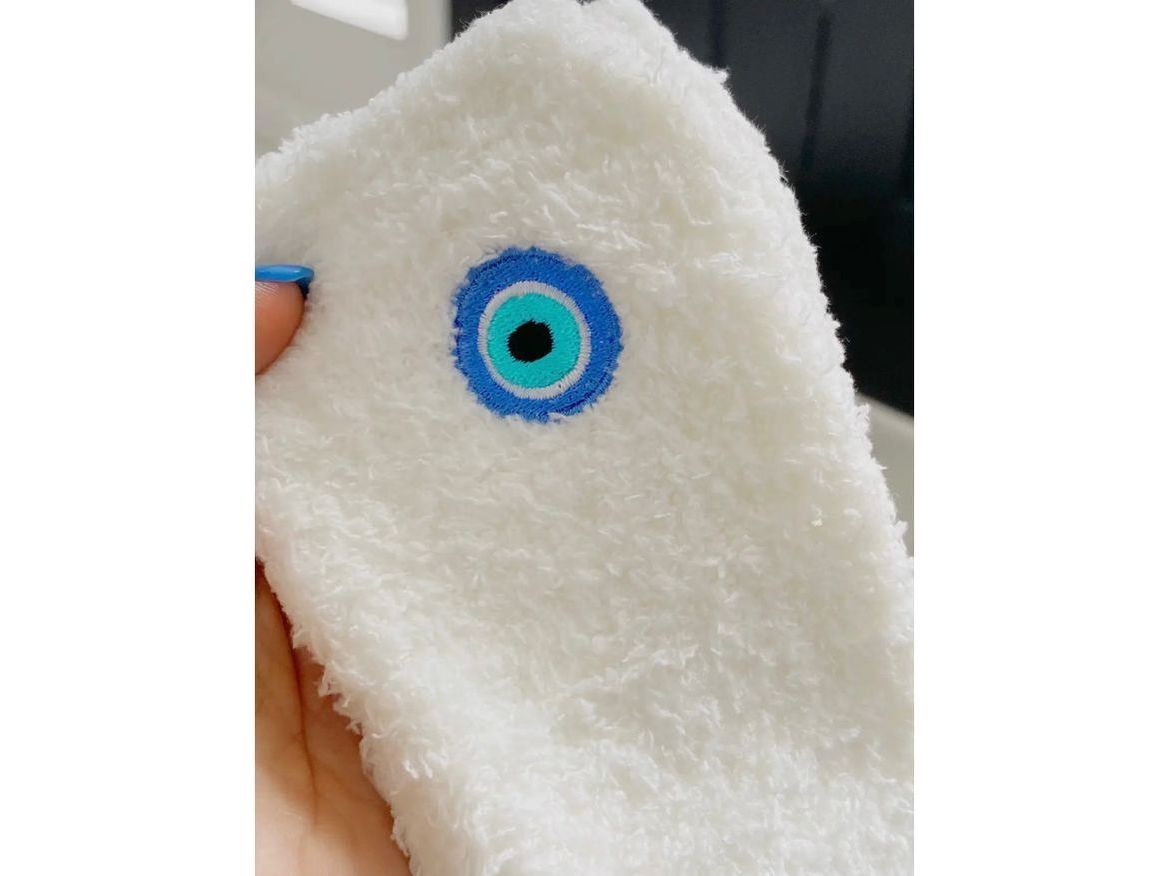 Fuzzy Evil Eye Socks