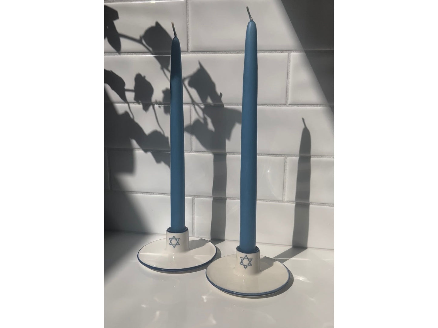 Ceramic Star of David Candlesticks