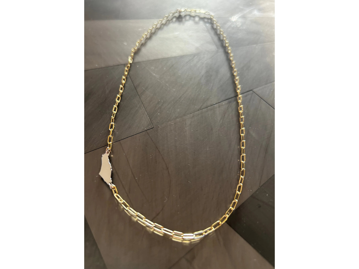 Map of Israel Paperclip Necklace