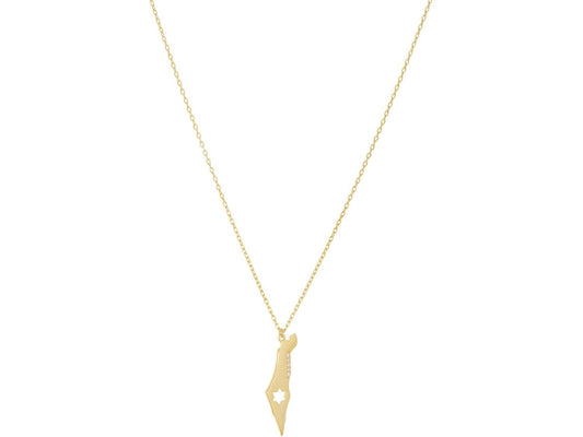Map of Israel/Star of David cut out charm necklace