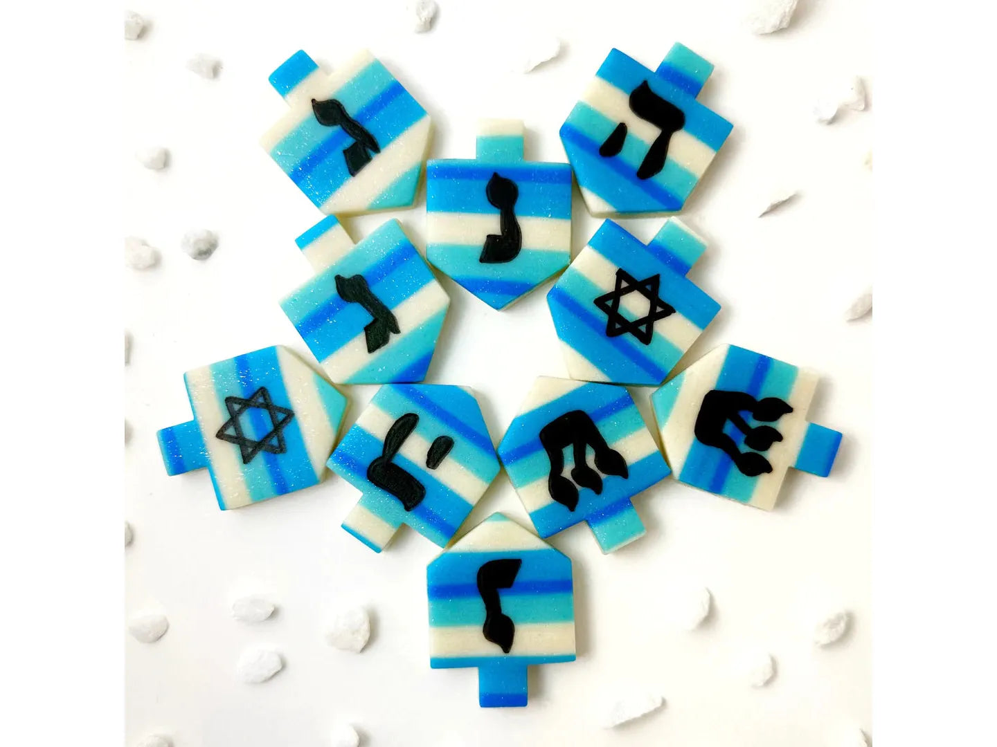Sparkly Striped Dreidels