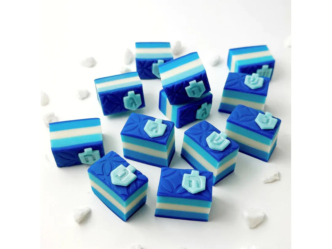 Hanukkah Dreidel Marzipan Rainbow Cookies