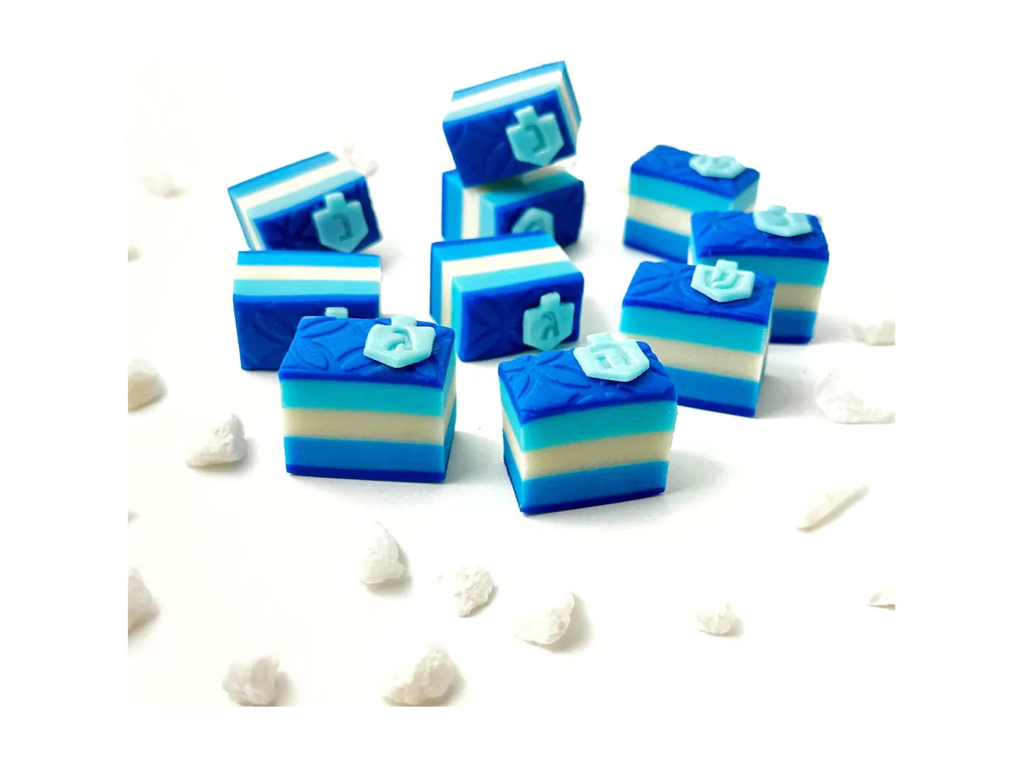 Hanukkah Dreidel Marzipan Rainbow Cookies