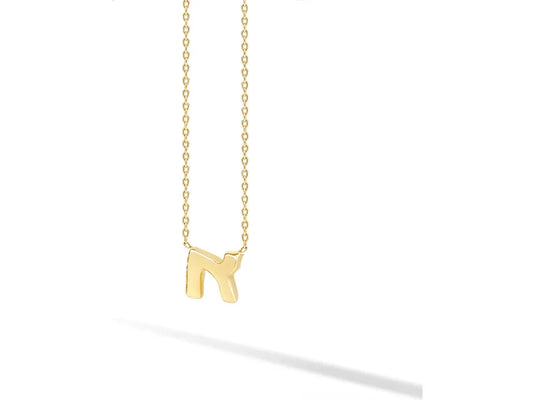 14k Hebrew Initial Necklace