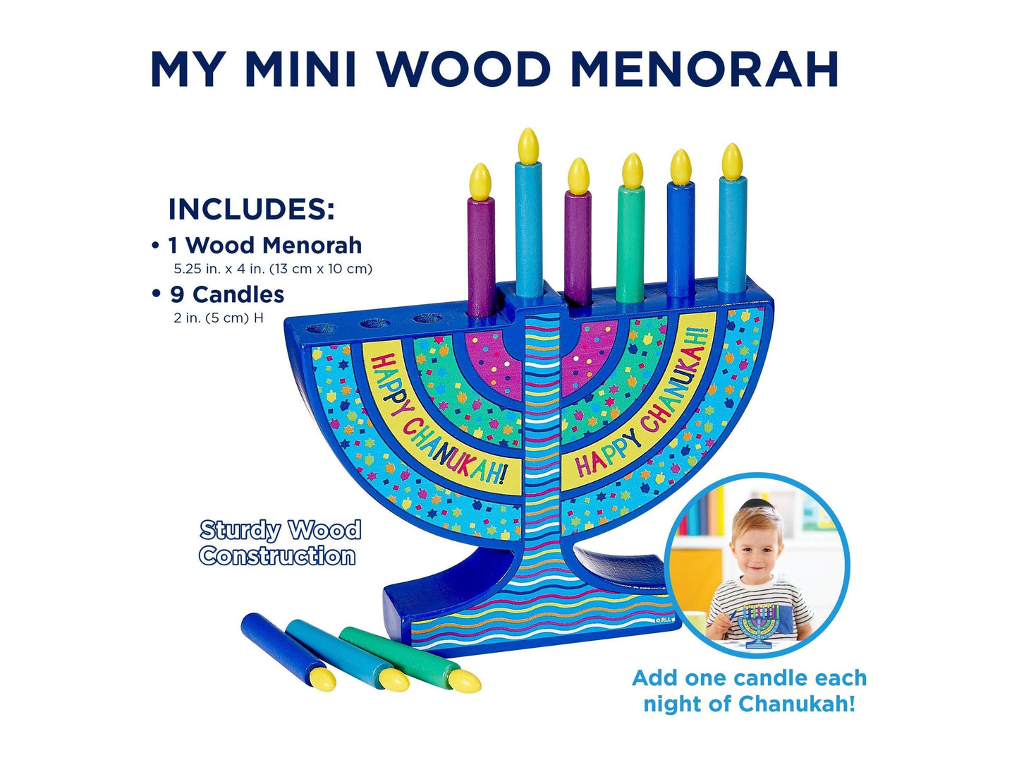 My Mini Wood Menorah With Removable Wood Candles