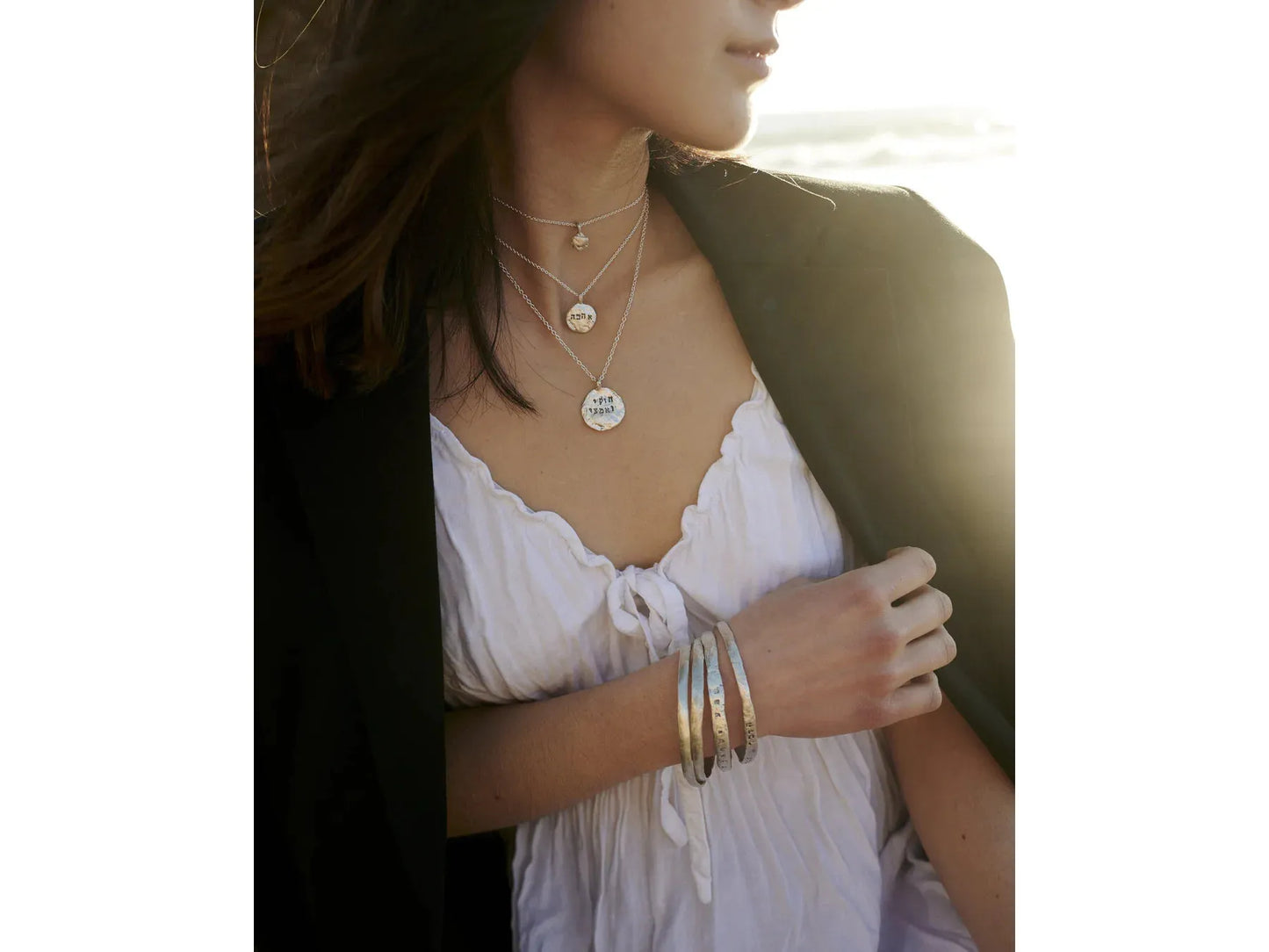 Chizki Veimtzi (Be Strong & Brave) Jewish Silver Necklace