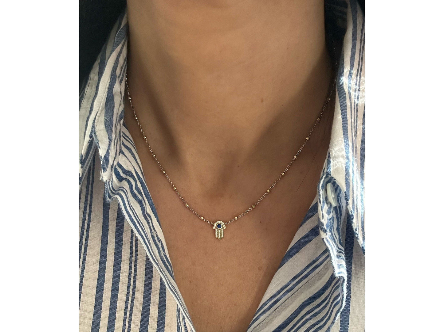 Two tone Hamsa necklace