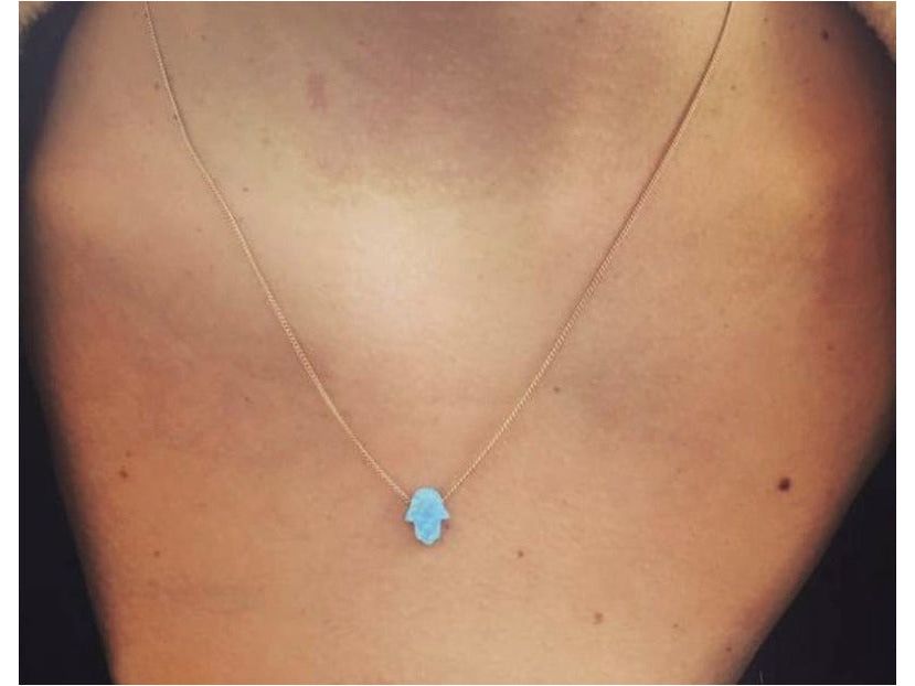 Opal Hamsa Necklace