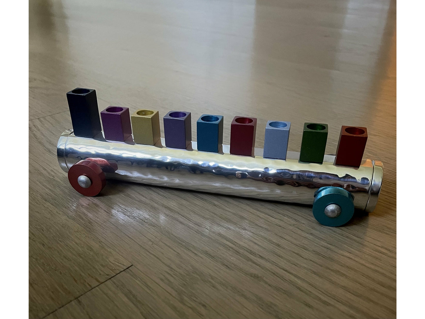 Multicolor Hanukkah Train Menorah