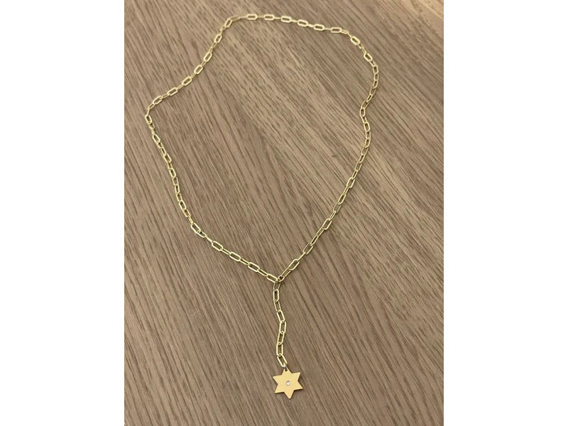 David Magen David Paperclip Lariat Necklace
