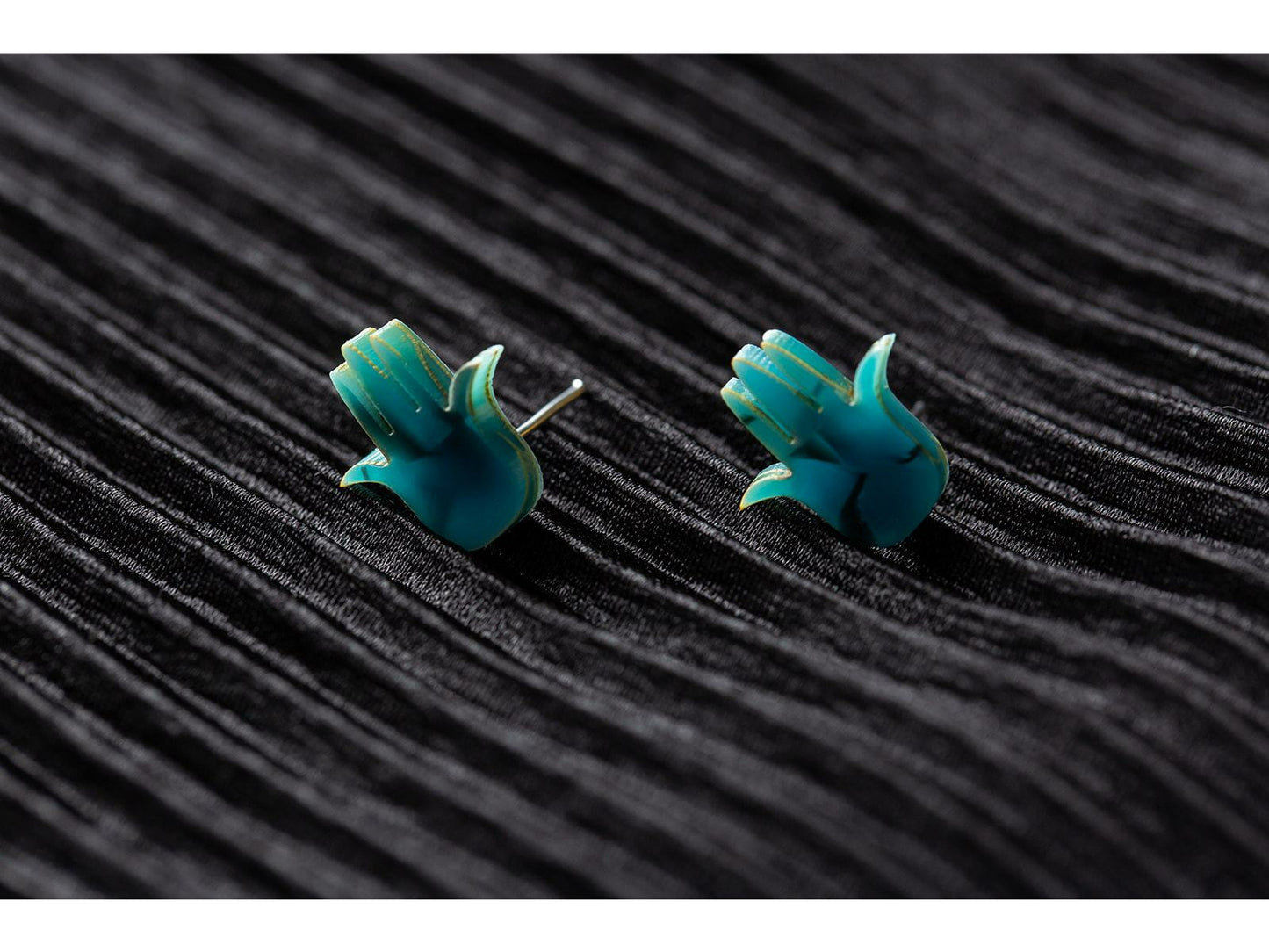 Amit Hamsa Studs - Blue Tortoise