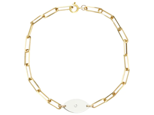Dani Evil Eye Diamond Paperclip Bracelet