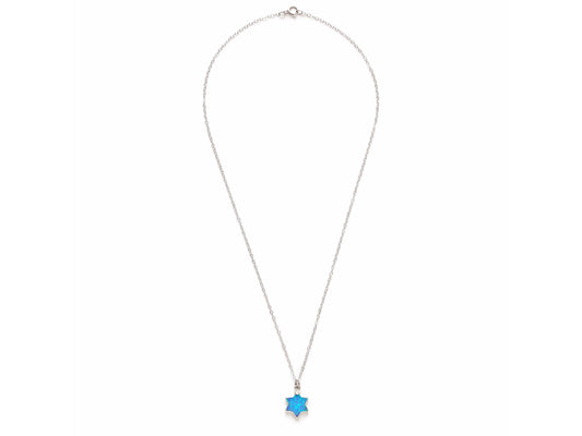 Sterling Silver and Opal Star of David Necklace