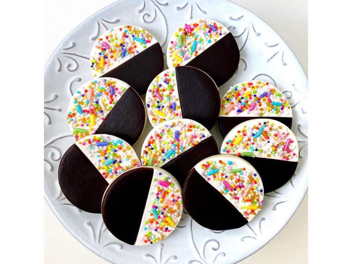 Black and White Sprinkle Marzipan Cookies