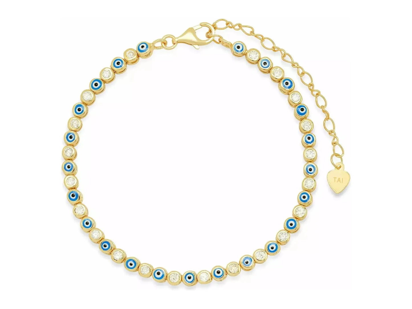 Enamel evil eye bracelet
