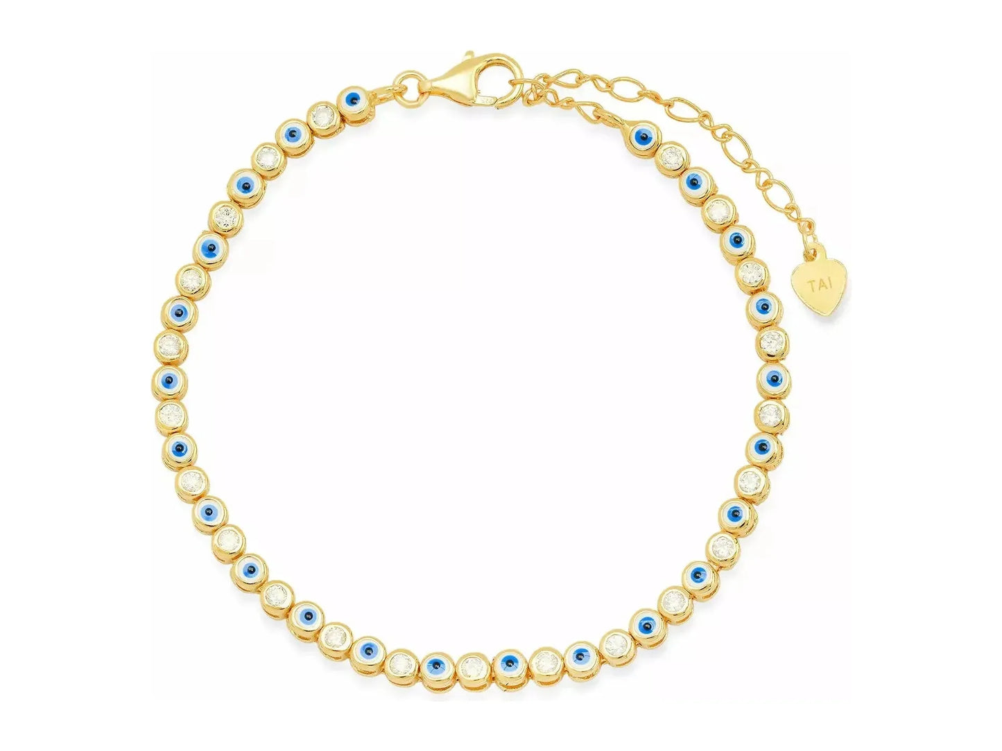 Enamel evil eye bracelet