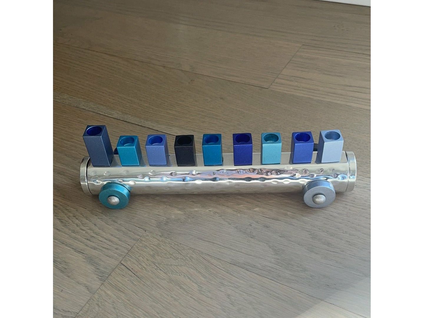 Blue Train Hanukkah Menorah