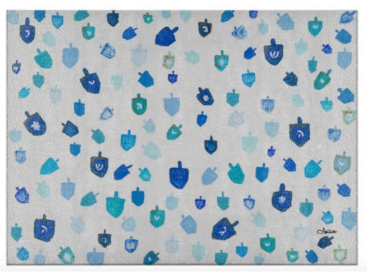 Blue Dreidels Glass (Drip) Tray