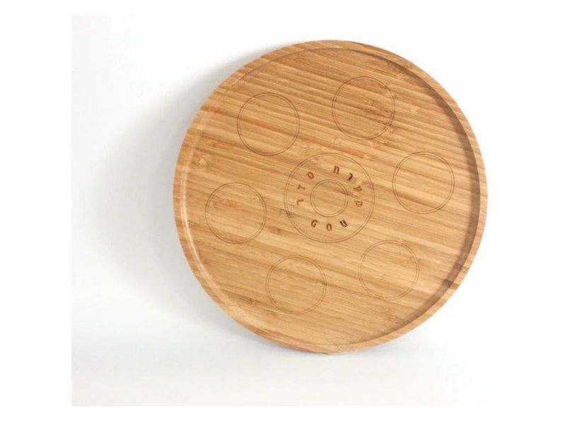 Black and White - Bamboo Wood and Porcelain Modern Seder Plate