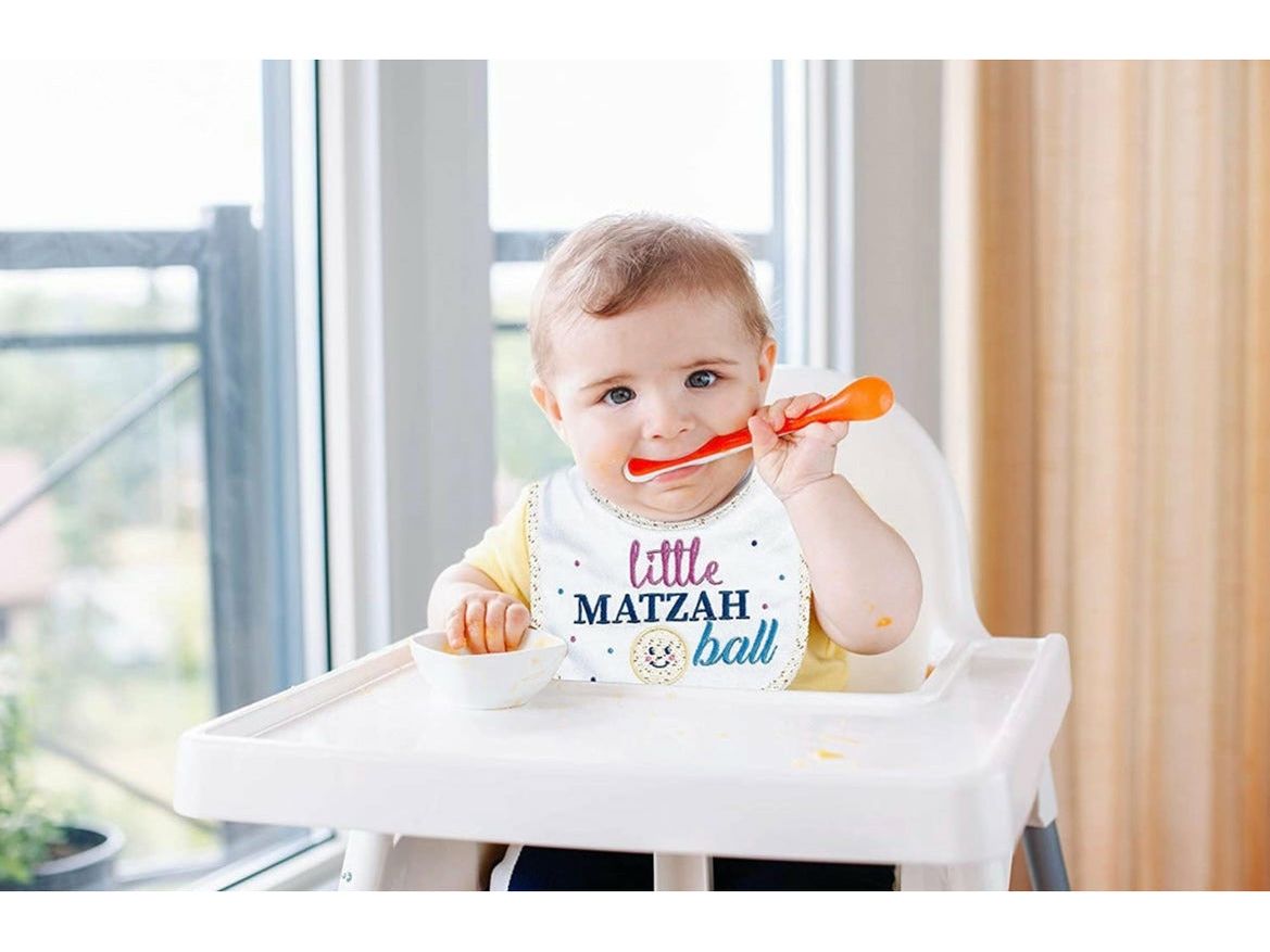 Little Matzah Ball Passover Embroidered Bib