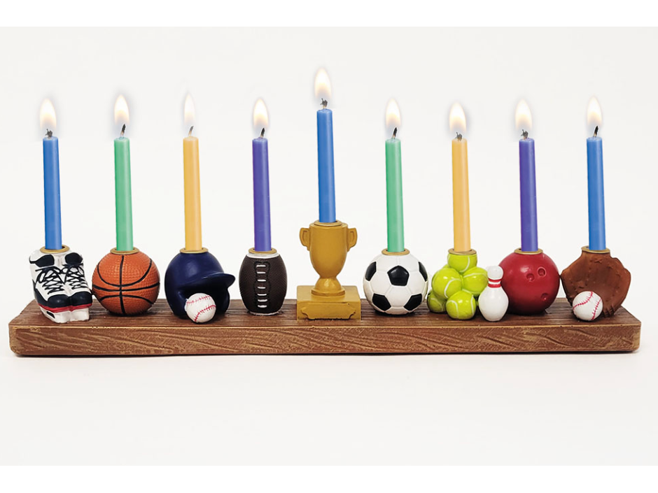 Hand-Painted Resin Sports Menorah