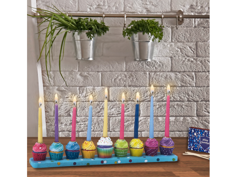 Hand-Painted Resin Cupcakes Menorah