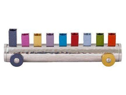 Multicolor Hanukkah Train Menorah