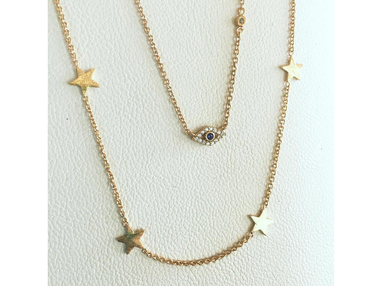 Sterling Silver Pave Evil Eye Necklace