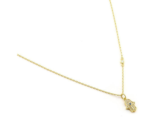 CZ Hamsa Pendant Necklace