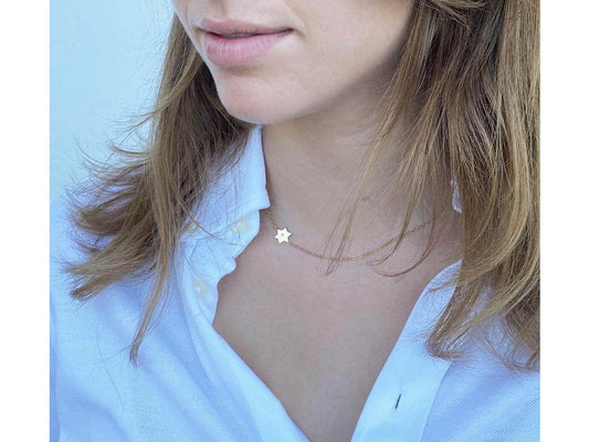 Silver Star of David Necklace - Classic Necklace - With Diamond