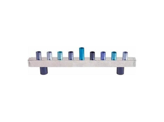Hammered Aluminum Menorah - Blues