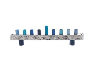 Hammered Aluminum Menorah - Blues