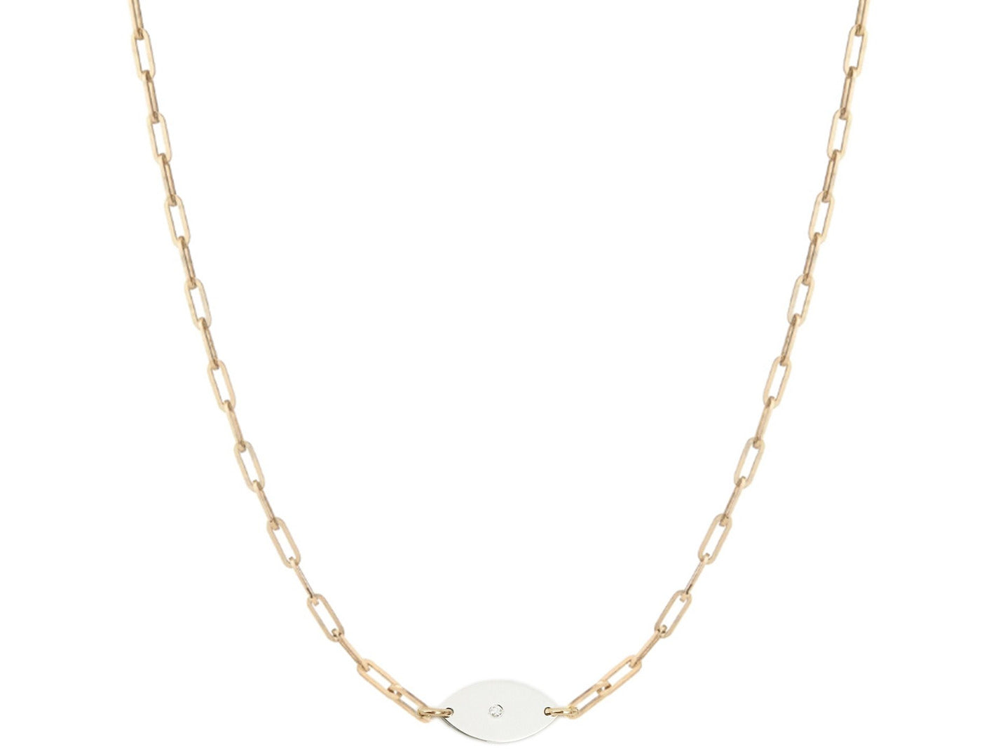 Evil Eye Diamond Paperclip Necklace