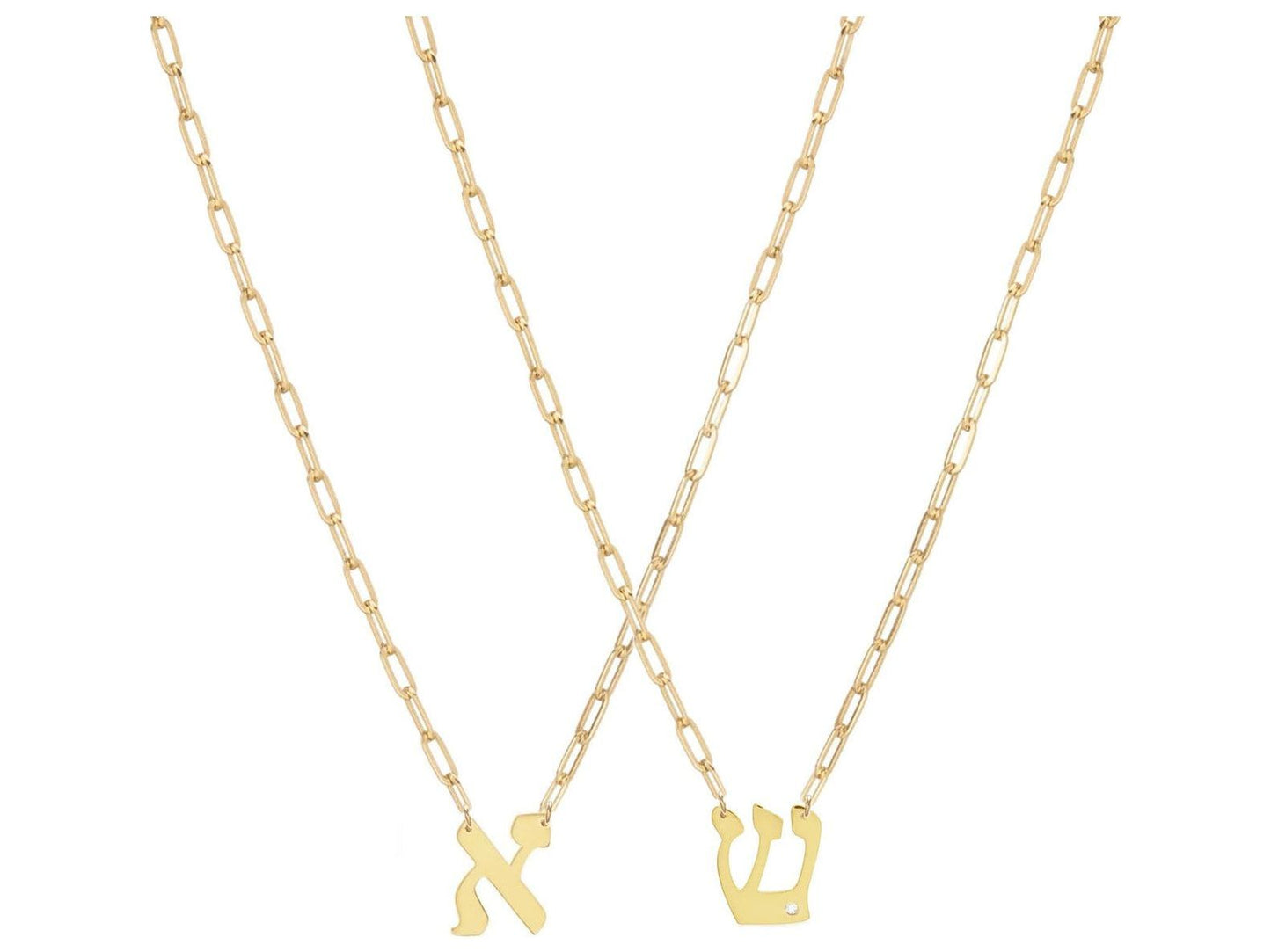 Hebrew Initial Link Necklace