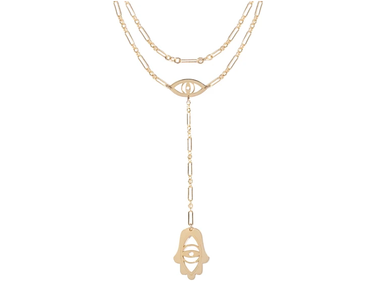 Hamsa and Evil Eye Lariat Necklace