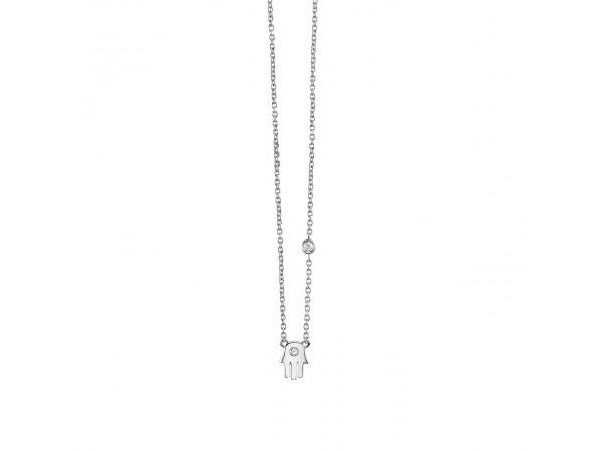 White Rhodium Hamsa Necklace / Bat Mitzvah Set