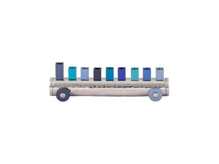 Blue Train Hanukkah Menorah