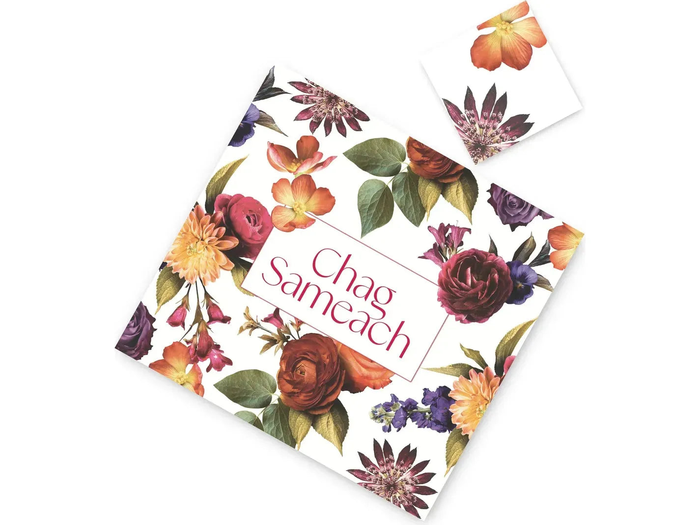 Floral Chag Sameach Reusable Paper Placemats - Set of 12