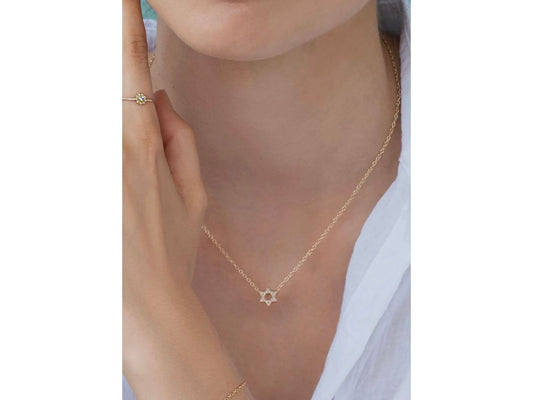 Crystal- Set Star of David Necklace