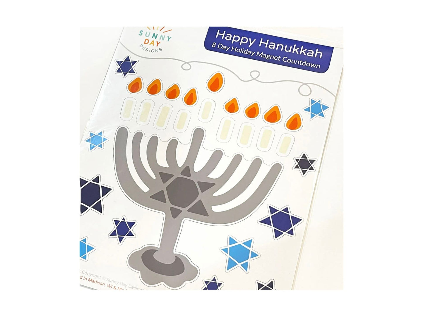 Happy Hanukkah Jewish Vinyl Magnet Set, Chanukah Menorah Holiday Countdown