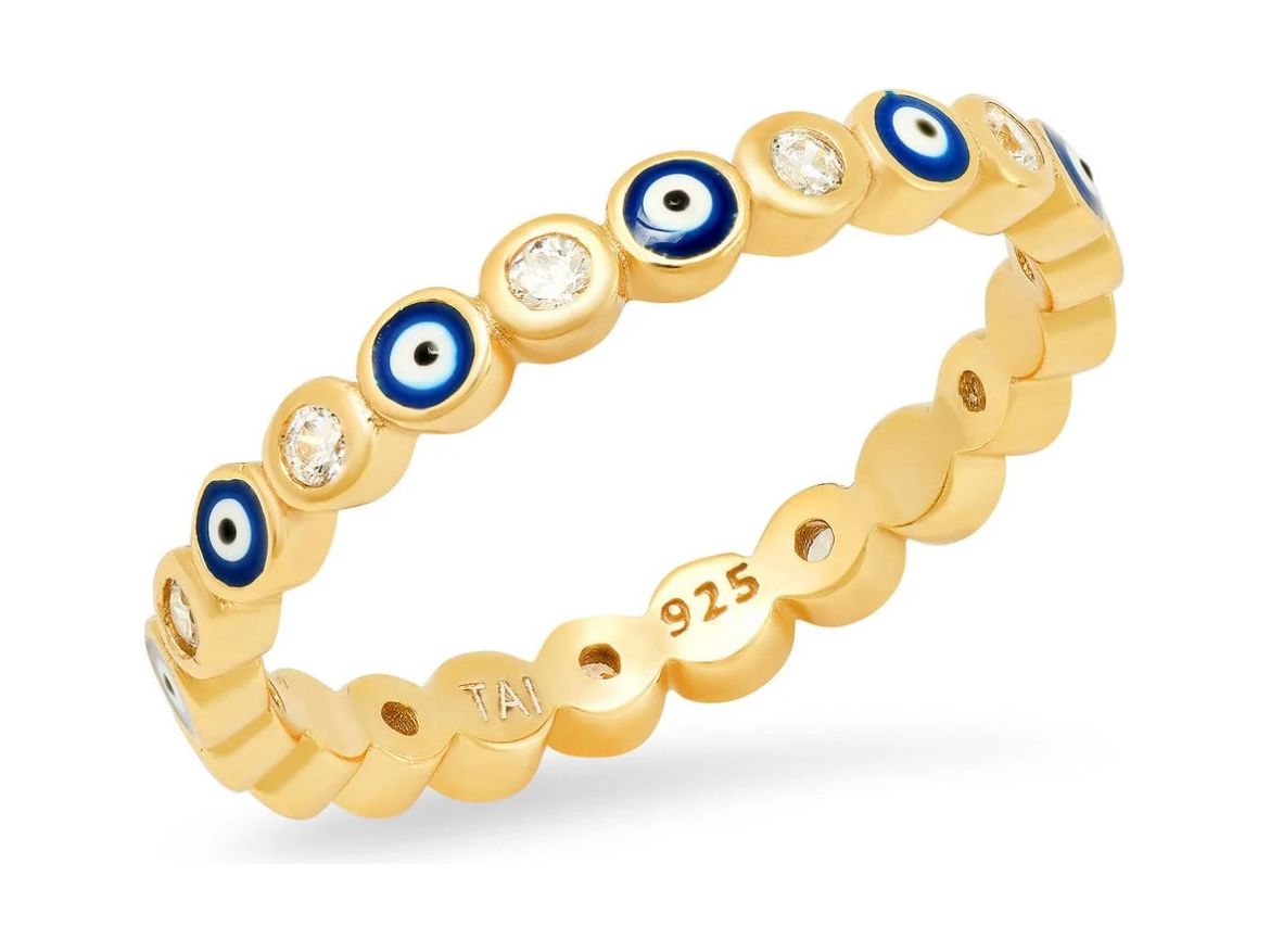 Enamel evil eye ring