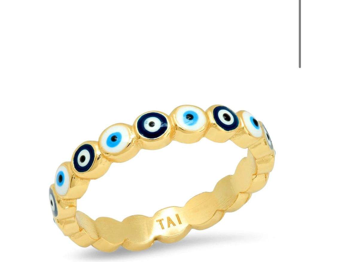 Enamel evil eye ring