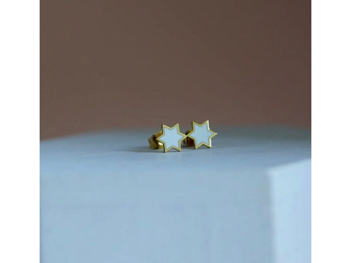 Jewish Star Enamel Studs