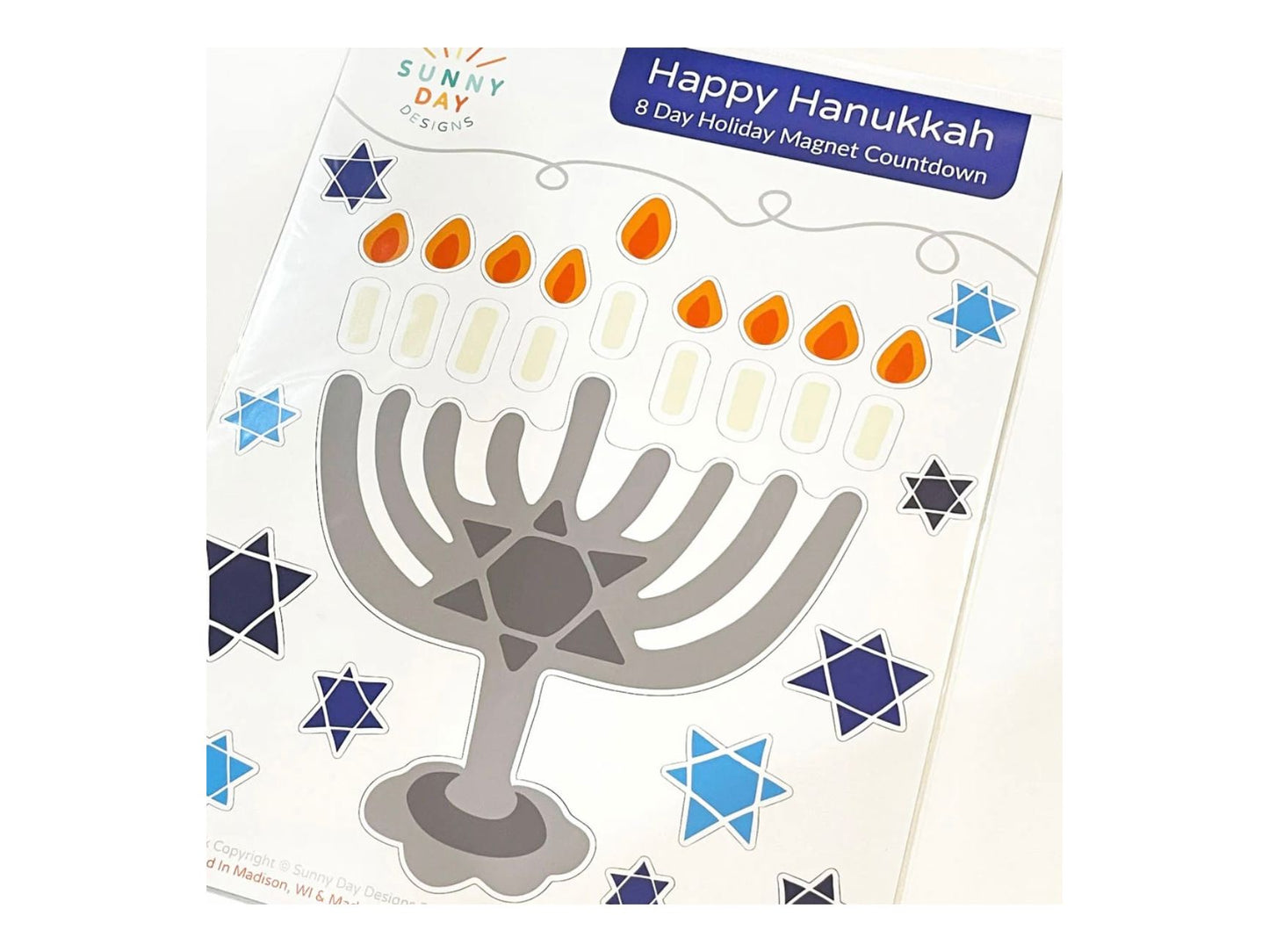Happy Hanukkah Jewish Vinyl Magnet Set, Chanukah Menorah Holiday Countdown